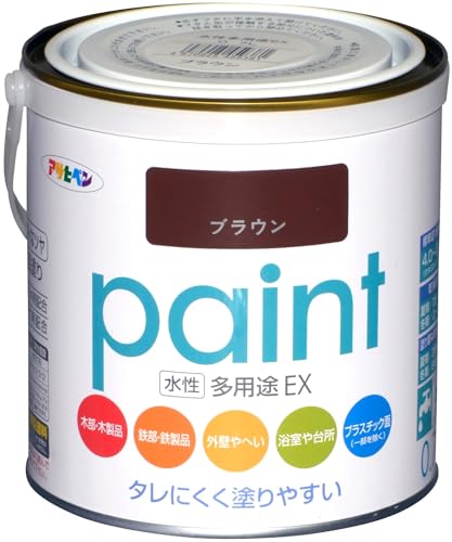 アサヒペン 水性多用途EX 0.7L ブラウン 塗料 ペンキ 水性 多用途 屋内外用 半ツヤ ソフトなツヤ 低臭 防カビ サビドメ剤配合 タレにくく塗りやすい シックハウス対策品 日本製